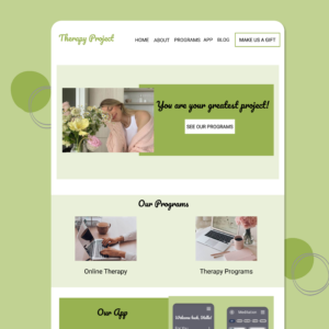 mockup screen of the website "Therapy Project"